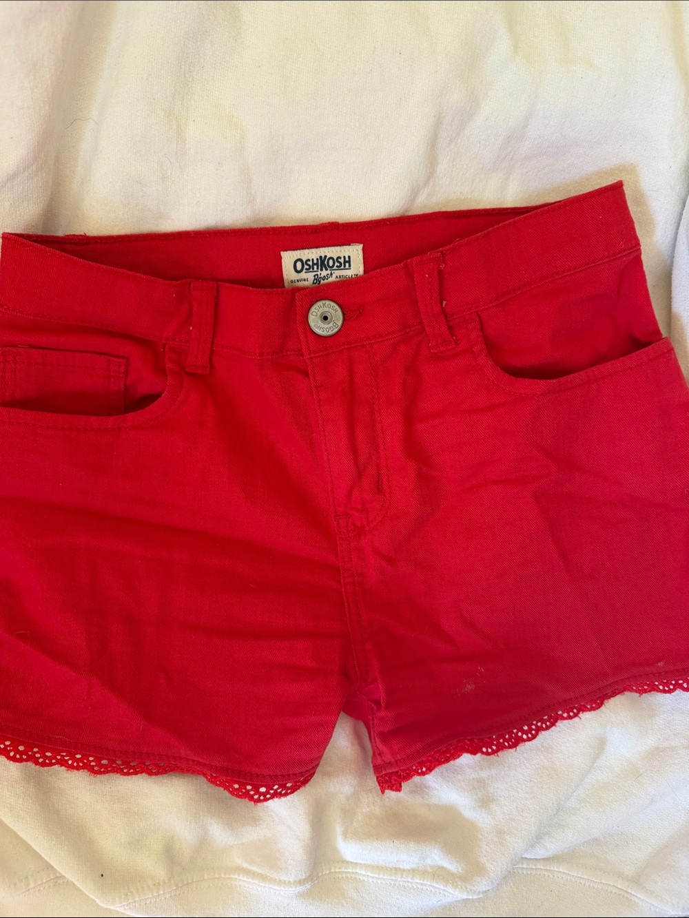 OshKosh B'gosh Red Girls' Lace-Trim Denim Shorts